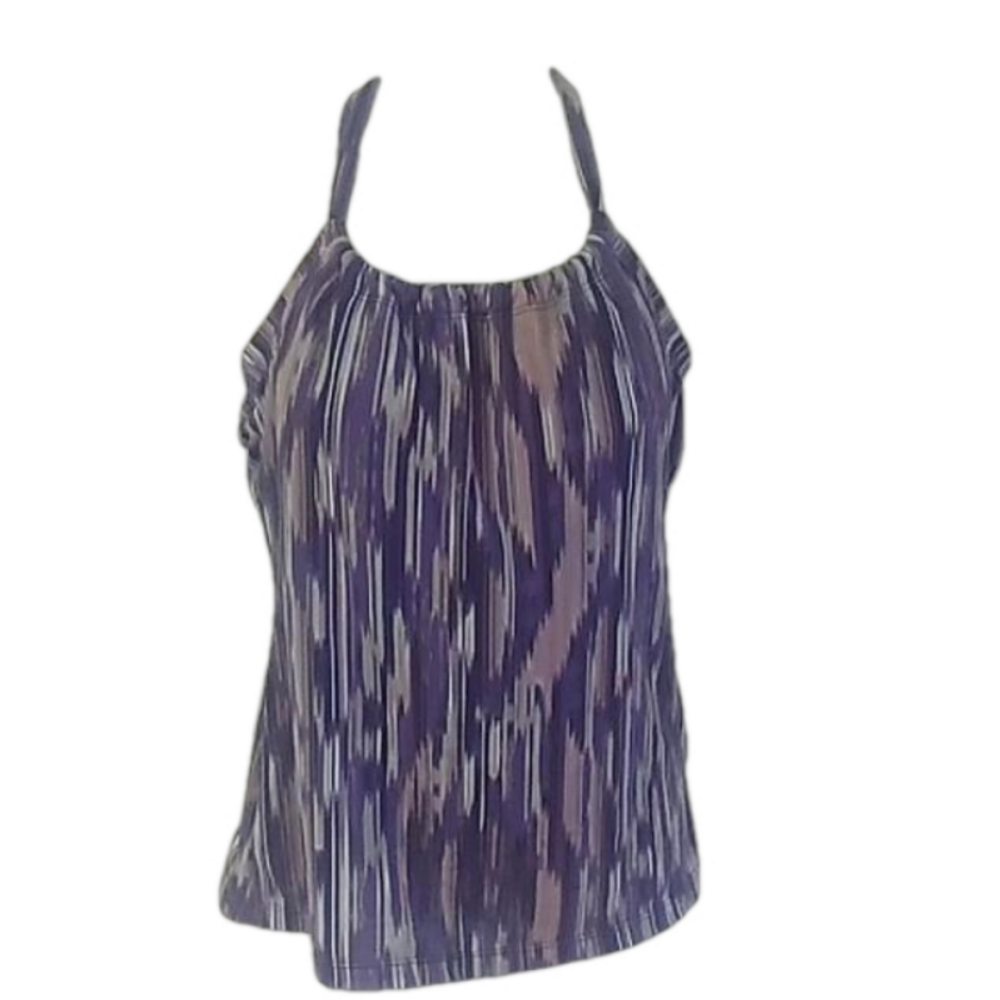 Women’s Navy Patterned Halter Tank Top